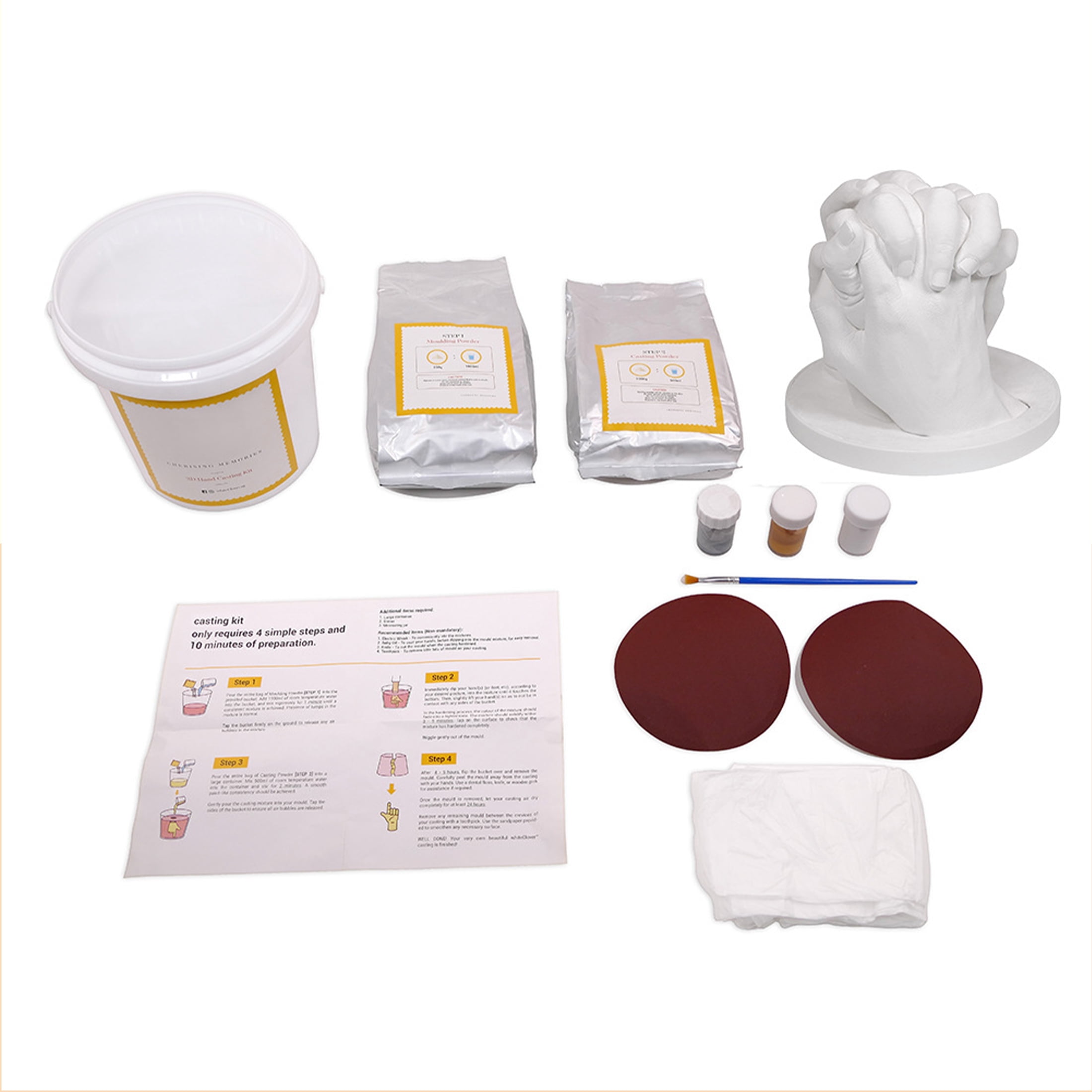 Nerooy Hands Casting Kit, DIY Plaster Statue Molding Kit & Hand Casting Kits for 2 Adult, Anniversary, Hand Hold Casting Kit for Holiday Activities and Perfect for Couple Gift Ideas