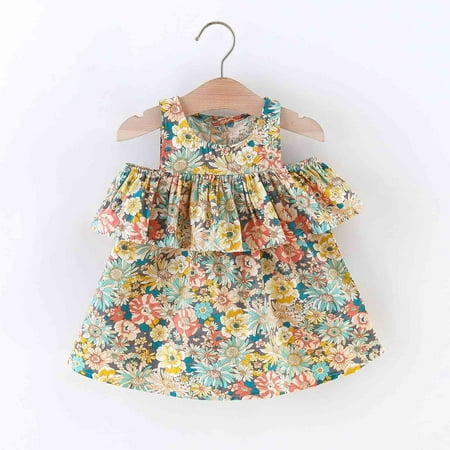 

Hunpta Infant Baby Girls 6M-3Y Sleeveless Ruffles Floral Printed Princess Dress