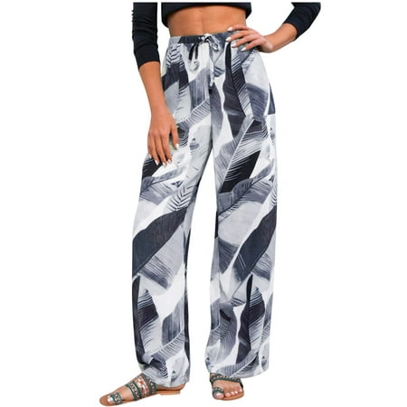 

Beach Pants Women s Wide Leg Comfy Pants Casual Loose Yoga High Waisted Cozy Lounge Pajama Palazzo With Pockets(XL Gray)