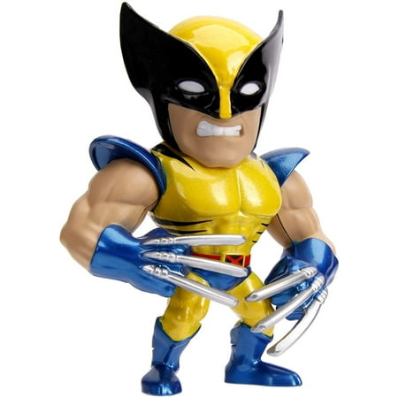 Jada Toys Metalfigs X-Men Wolverine 4" Die-Cast Collectible Figure, 100% Diecast Metal, Metallic Yellow