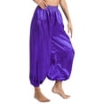 thumbnail image 2 of Hansber Womens Belly Dance Pants Satin Harem Pants Loose Solid Color Yoga Pants Indian Arabic Harem Trousers Purple XL, 2 of 7