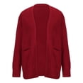 thumbnail image 4 of On Clearance RQYYD Women's 2023 Long Sleeve Waffle Knit Cardigan Solid Loose Open Front Cozy Sweater Coat with Pockets, 4 of 5