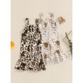 thumbnail image 3 of Suealasg Toddler Girl Fall Jumpsuit Square Neck Sleeveless Leopard Print Pattern Bell-Bottoms Fashion Comfortable Bodysuit, 3 of 9
