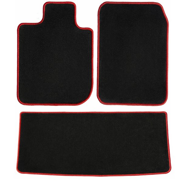 GGBAILEY Ford F150 (Extended Cab / King Ranch) Black with Red Edging Carpet Car Mats / Floor