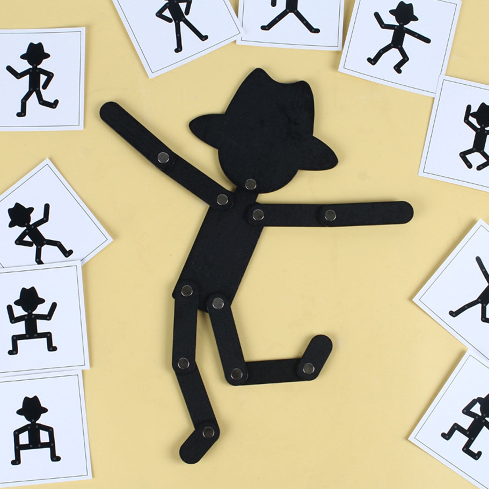 BSTCAR Holz Stickman Puzzle Spiel - 24 Karten, Für Kinder Ab 3 Jahren, Lernspielzeug