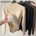 thumbnail image 3 of Fleece Lined Turtleneck Sweater Women Winter Warm Thicken Plus Velvet Knitted Pullovers Casual Slim Knitwear Long Sleeve Tops, 3 of 6