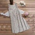 thumbnail image 6 of Outfmvch Fall Dresses Womens Dresses Plus Size Dress Plus Size Dress Contrast Colorblock Note Print Tied Front V Neck High Waisted A Line Midi Dress Womens Dresses Beige Xl, 6 of 7