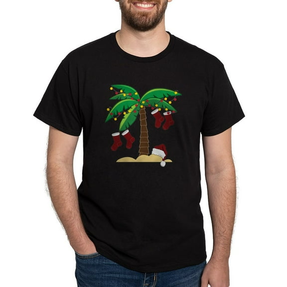 CafePress - Tropical Christmas Dark T Shirt - Men's Classic Graphic Cotton T-Shirt