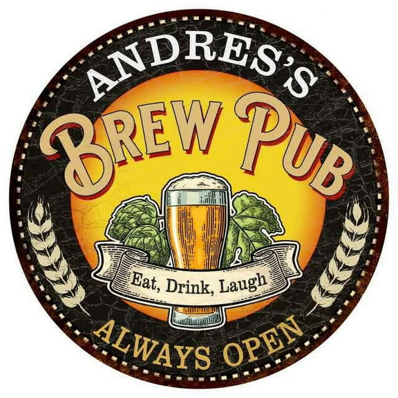 ANDRES'S Beer Pub Man Cave Metal Sign Home Decor 14 inch Round 100140025242
