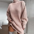 thumbnail image 3 of Vestido de suéter de manga larga de cuello alto para mujer Otoño Invierno túnica suelta de punto Casual rosa gris ropa vestidos sólidos, 3 of 3