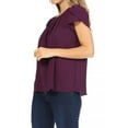 thumbnail image 2 of Women's Casual Solid Pleated Front Petal Cap Sleeve Round Neck Tee Blouse Top, 2 of 6