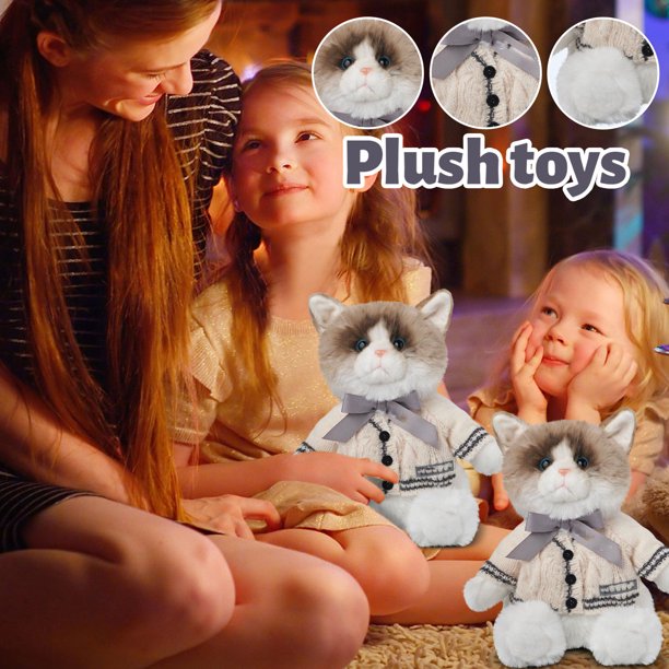 Folk-lore Album Cardigan Plush Cat, Plush Cat Stuffed Animal