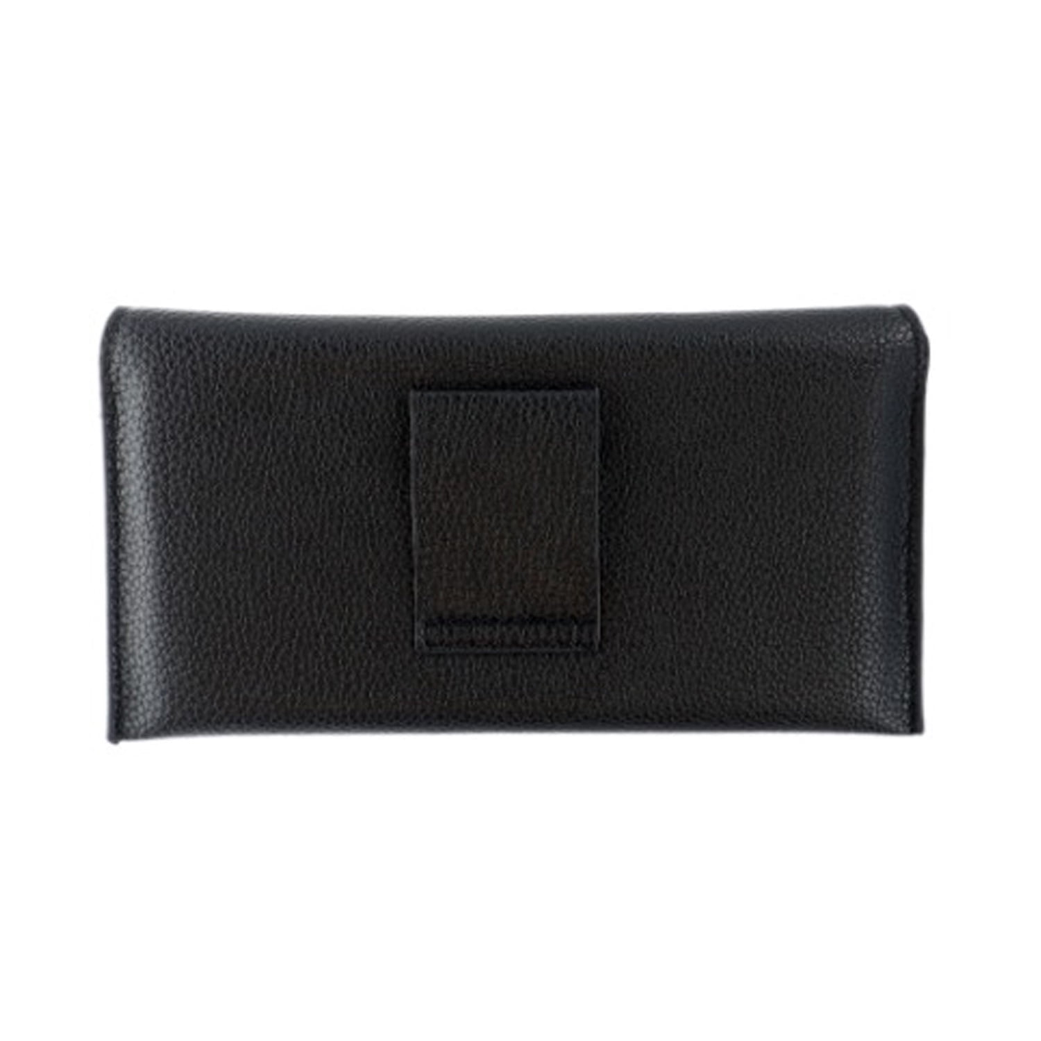 Durable EVO 7.2" Horizontal Lychee Leather Pouch with Belt- Black