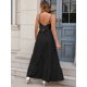 thumbnail image 3 of Vestido largo HTZMO para mujer, estampado floral, cuello en V, 2025, negro, 3 of 7