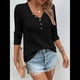 thumbnail image 5 of Blusa de Otoño con Cuello en V, Larga, Cuello Halter y Botones, Informal, Elegante, de Punto Gofre para Mujer. Negro L, 5 of 7