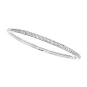 i925 Jewelry Sterling Silver 3 Row Pave CZ Eternity Bangle Bracelet