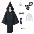 thumbnail image 3 of Disfraz de Halloween para niños y adultos, estilo Potter de la Escuela de Magia de Ravenclaw, bata de Cosplay para niños y niñas, trinchera para fiesta, 3 of 5