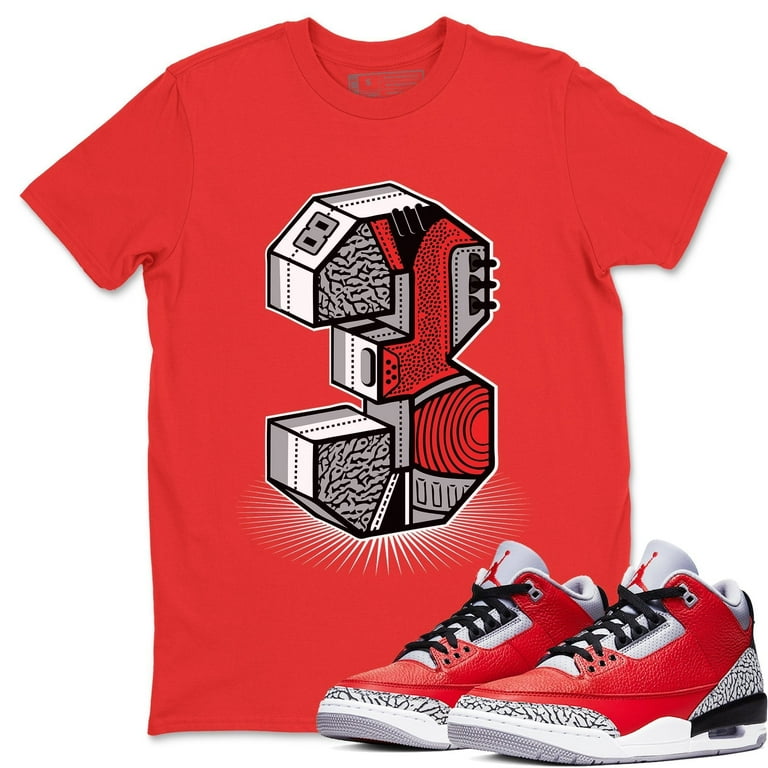 Three Statue Red T-Shirt Jordan 3 Retro SE Unite Fire Red Sneaker 