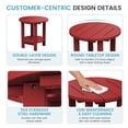 thumbnail image 5 of FUNDAZE 2-Tier Round HDPE Patio Side Table, End Tables For Living Room, Waterproof Indoor & Outdoor Small Table for Poolside, Garden, Dark Red, 5 of 10