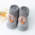 thumbnail image 3 of Otqutp Children Solid Color Shoes Kids Toddler Baby Boys Girls Solid Warm Knit Soft Sole Rubber Shoes Socks Slipper Stocking Anti-slip House Slippers (Gray,15-18Months), 3 of 4