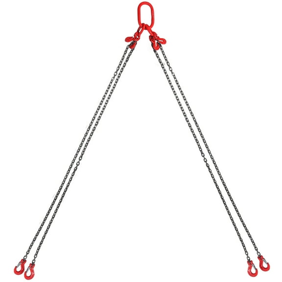 SKYSHALO Chain Sling, 1/4 inch x 5 ft, Equipped with Hooks, G80 for Hoisting, 6600 lbs Capacity, 3 Ton Engine Lifting Chain, Features 4 Leg Grab Hooks and Adjusters for Engine Hoists