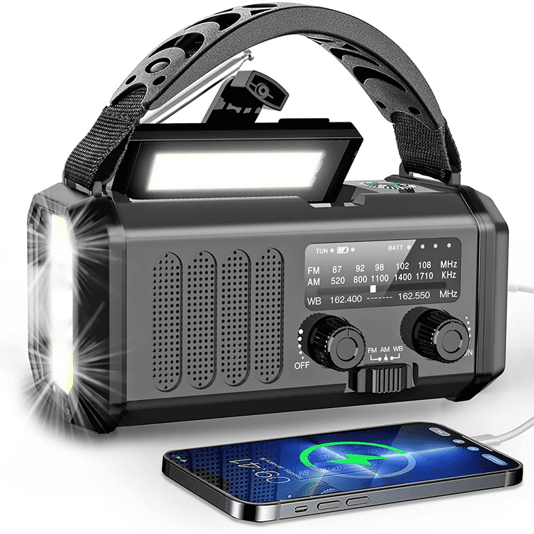Multifunctional Hand radio Solar Crank Dynamo Powered AM/FM/NOAA Weather  Radio Use Emergency LED Flashlight Power Bank