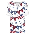 thumbnail image 5 of lcziwo 4th of July Shirts Women 3/4 Length Sleeve Patriotic Casual Shirts Button Up V Neck Tops American Flag Graphic Print Tunic Tees Summer 2025 Multicolor,XXXL, 5 of 5