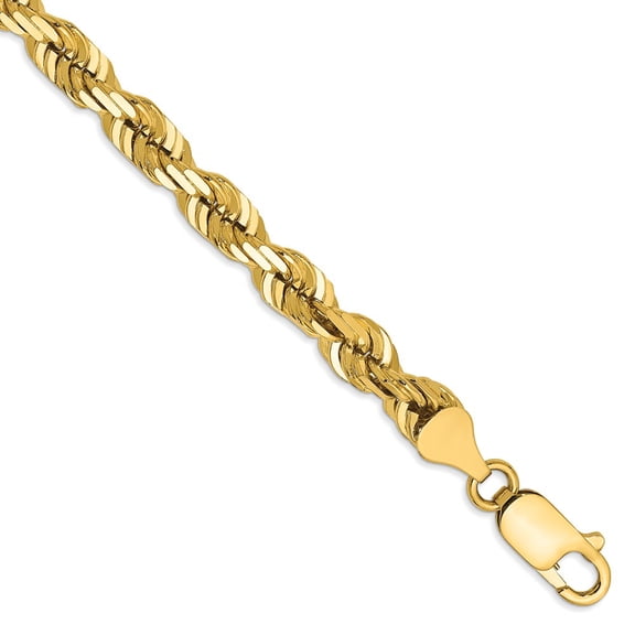 14K Yellow Gold bracelet Chain style Rope Diamond-cut 8 in 5.5 mm