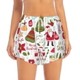 thumbnail image 2 of Picia Snowflakes Santa Claus Pattern Women's 2 in 1 Athletic Running Shorts High Waisted Workout Casual Gym Sweat Shorts with Comfy Liner Zipper Pockets-Large, 2 of 9
