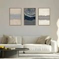 thumbnail image 3 of Large Navy Blue Abstract Shapes Framed Canvas Wall Art Set,Modern Tree Rings Wall Decor,Neutral Wooden Artwork for Living Room,Bedroom,Dining Room,Office -16"x24"x3, 3 of 6