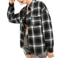 thumbnail image 2 of Michellecmm Female Shirt, Adults Plaid Turn-Down Collar Long Sleeve Tops Single-Breasted Blouse for Spring Fall, S/M/L/XL/XXL, 2 of 9