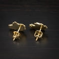 thumbnail image 6 of Men's 14k Yellow Gold Plated 925 Sterling Silver Retro 90's Hip Hop Hypoallergenic Ear Ring Textured Solid Gold Nugget Stud Screw Back Earrings, 6 of 6