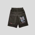 thumbnail image 3 of Venta directa de pantalones cortos de mezclilla con estampado hip-hop, pantalones de pierna ancha informales americanos para hombres, 3 of 5
