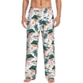 thumbnail image 2 of Picia Hawaii Palms Mens Soft Woven Cotton Elastic Waistband Sleep Pajama Pant Lounge Sleep Pant With Pockets And Drawstring-Large, 2 of 9
