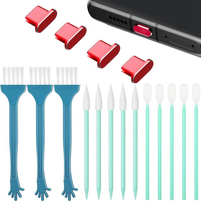 Cobee Paquete de 6 tapones antipolvo tipo C, aleación de aluminio USB C antipolvo para puerto de carga tipo C para teléfono inteligente y computadora portátil, rojo