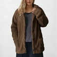 thumbnail image 4 of Htigea Womens Winter Sherpa Fleece Button Jacket Coat Loose Long Sleeve Outwear Today Sales Brown,L, 4 of 6
