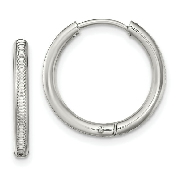 Primal Steel Stainless Steel Textured 2.5mm Hinged Hoop Earrings
