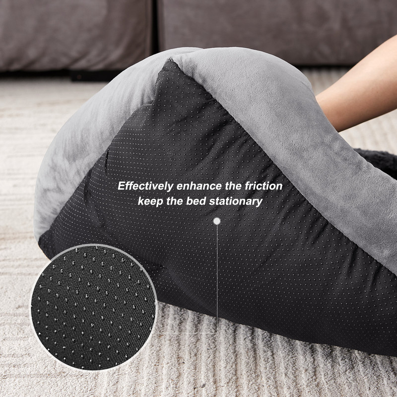 Rectangle Dog Bed for Large Medium Small Dogs, Soft Breathable Puppy & Pet Cuddler with Washable Sofa Bed, Durable Calming Dog Bed with Anti-Slip Bottom, Gray, 30"x24"x9"