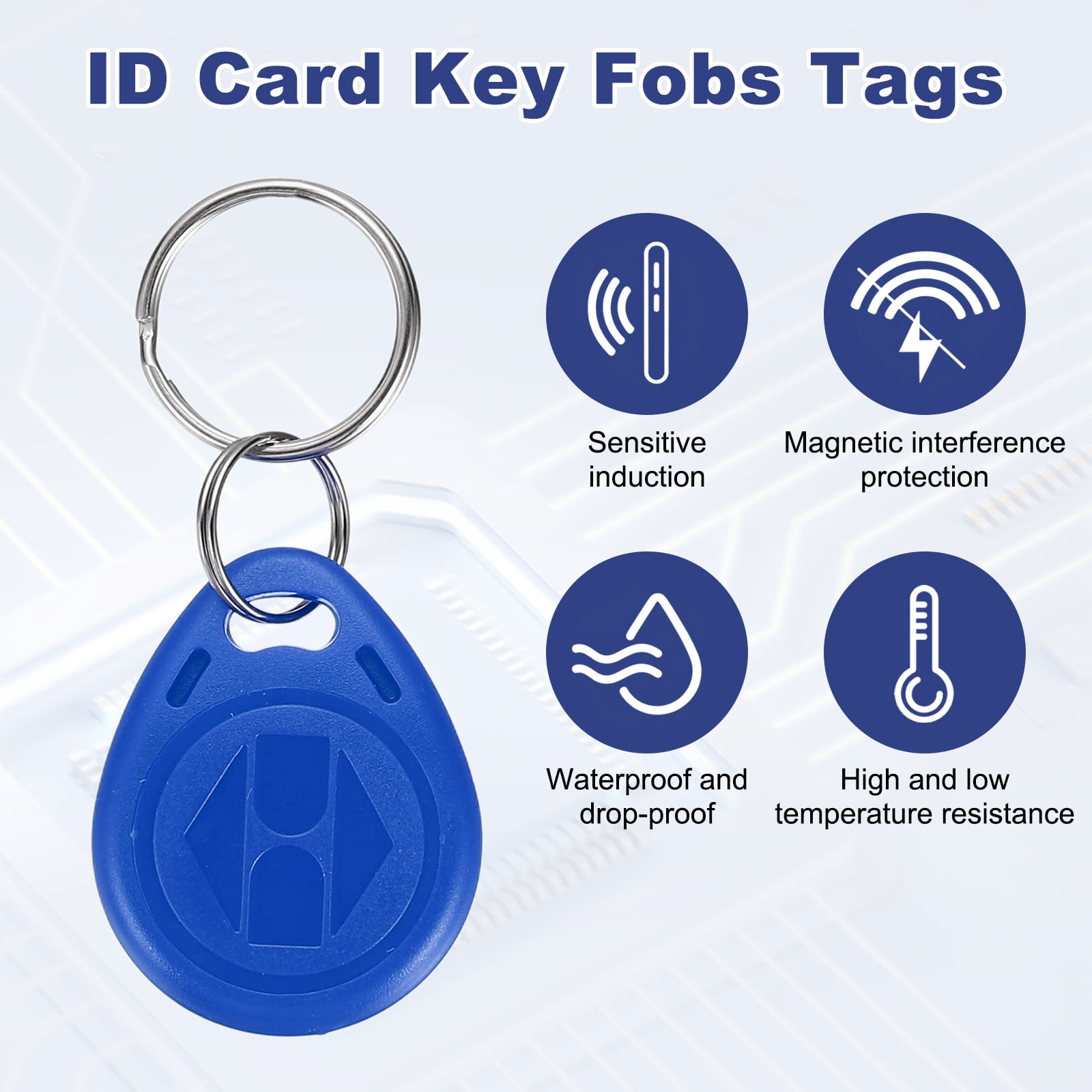 Uxcell 125kHz T5577 RFID Key Fob Tag, (Blue) (30pcs), Writable Rewritable Smart Key Fobs Tags Blank Clone IC Card Key Classic 1K, Suit for - Entry Access Control Systems