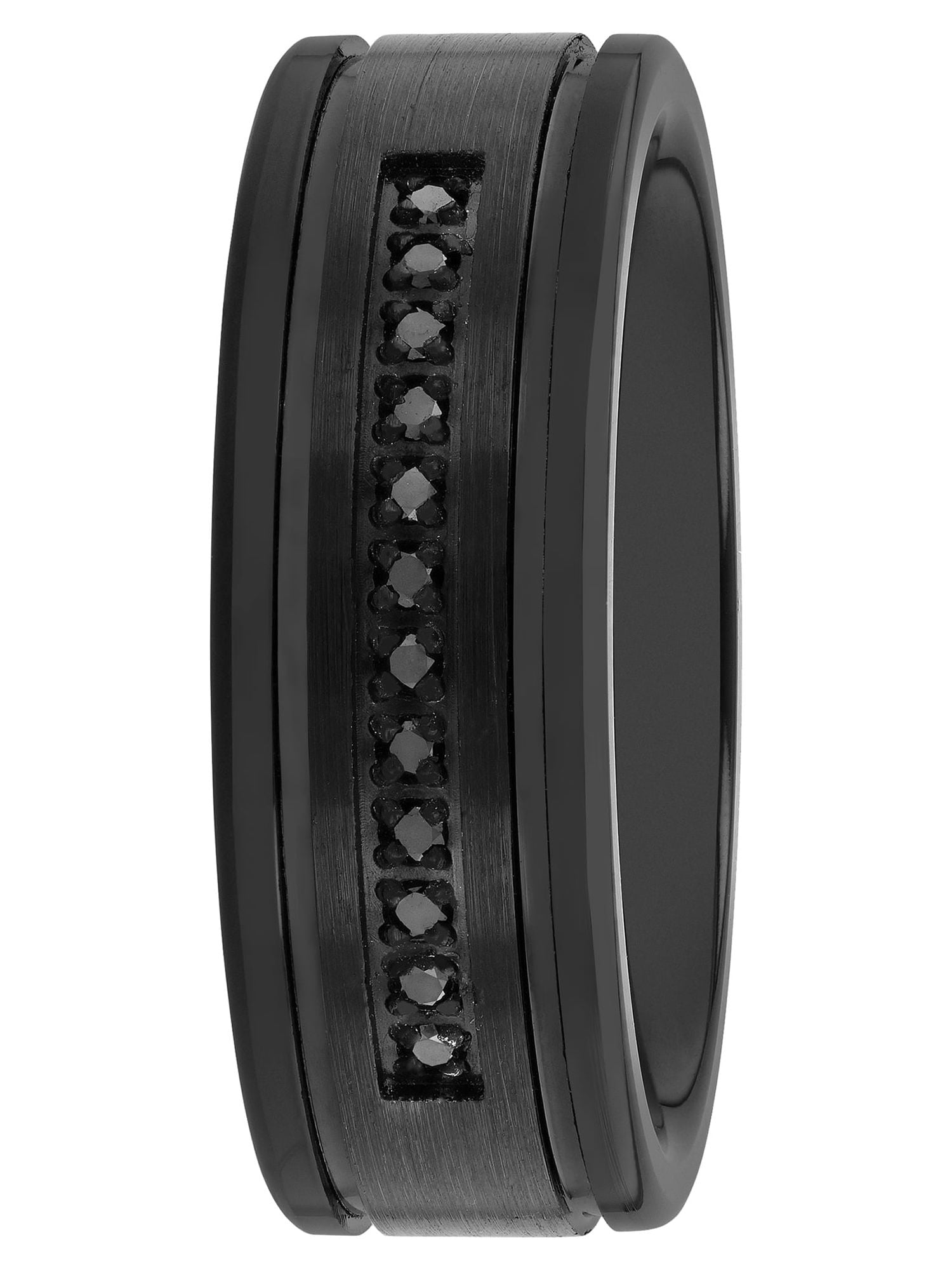 Mens Black Diamond Stainless Steel cheapest Band (size 10)