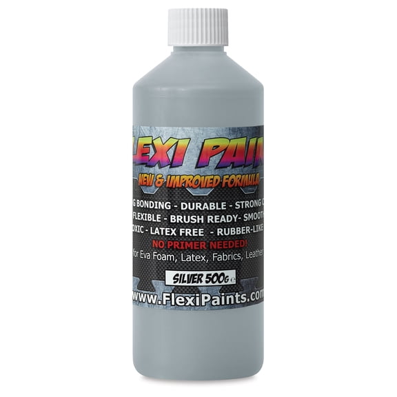 Flexi Paint Waterbased Flexible Cosplay Paint - Metallic Silver, 500 g (17.6 oz)