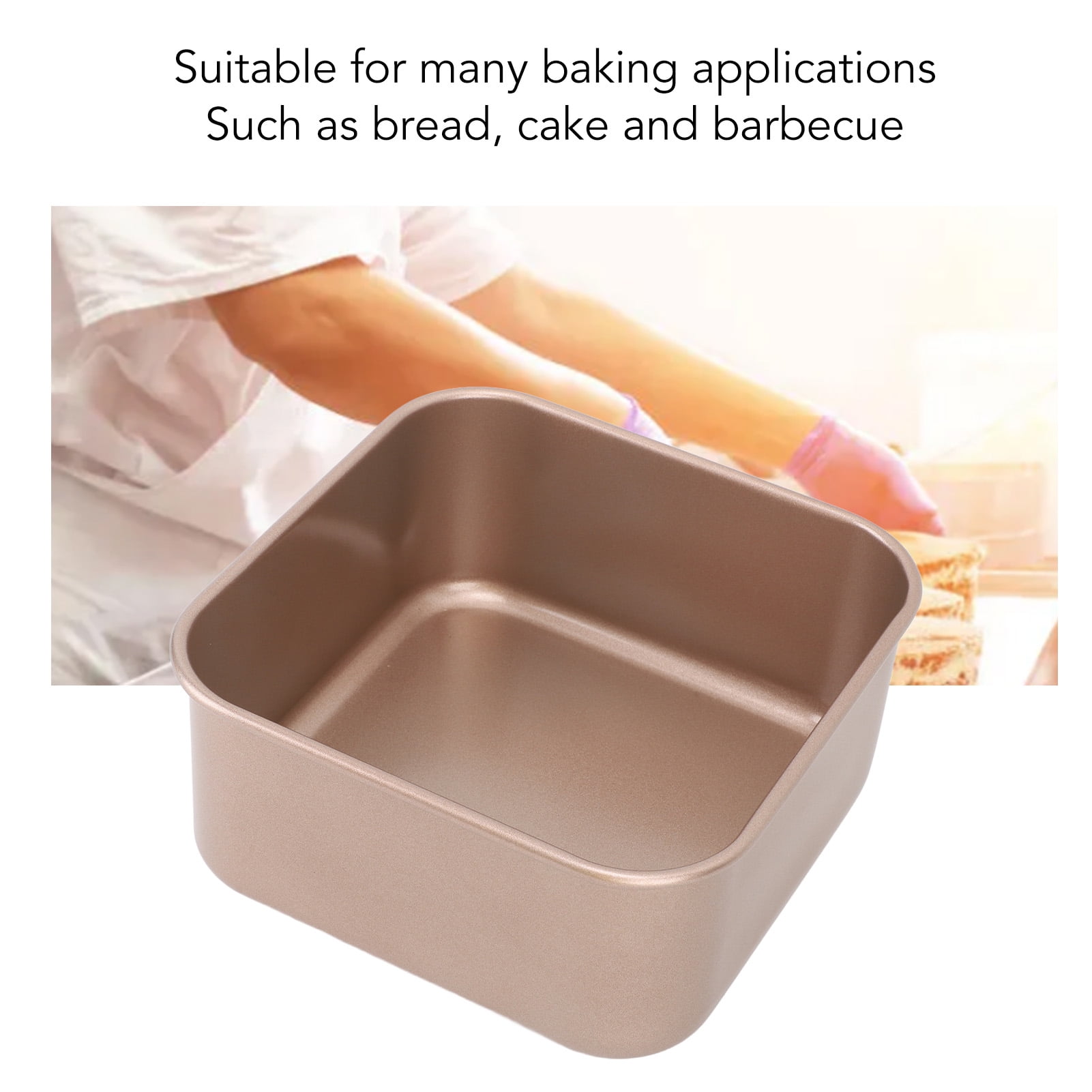 NFTIGB XL Deep Square Baking Pan, Non-Stick Thickened Carbon Steel Baking Sheet for Cake, Bread and Barbecue, Gold Finish, 11x11x3.15 inches / 28x28x8 cm