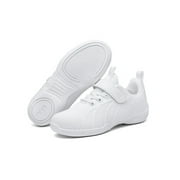 Harsuny Cheer Shoes for Girls Cheerleading Athletic Dance Shoes Mesh Fabric Flats Tennis School Sneakers White White 2.5Y