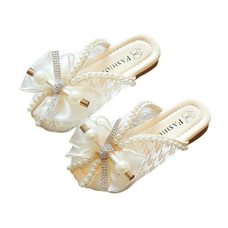 

Shoes Kids Baby Girls Pearl Crystal Bling Bowknot Single Princess Shoes Sandals Casual Baby Shoes