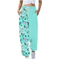 thumbnail image 1 of Women's Casual Pants, Drawstring Lounge Sweatpants with Pockets, Wide Leg Printed Trousers for Spring, Winter, 1 of 4