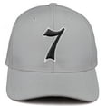 thumbnail image 2 of Daxton Premium Mid Profile Hat Semi Curved Visor Light Grey Cap White Black Gothic Embroidered, Number 7, 2 of 4