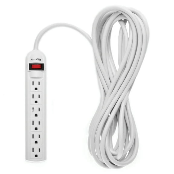 Digital Energy DSS5-1040 6-Outlet Surge Protector Power Strip (White, 15-Foot Cord)