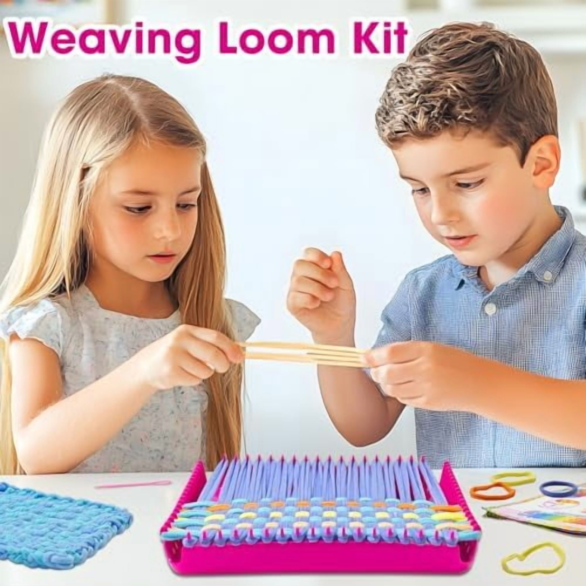 Weaving Loom Kit Toys for Kids and Adults DIY Arts and Crafts for Girls Ages 5 6 7 8 9 10 12, Pot Holder Loom Knitting Kits Includes 8 Color Craft Loops for Beginners$$Art & Craft