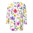 thumbnail image 5 of ZQGJB Floral Shirts for Women Plus Size Womens Cute 3/4 Length Sleeve Crewneck Tunic Blouse Loose Oversized Soft Cotton Graphic Workout Tees Shirt Tops Multicolor#03 XXXXL, 5 of 5