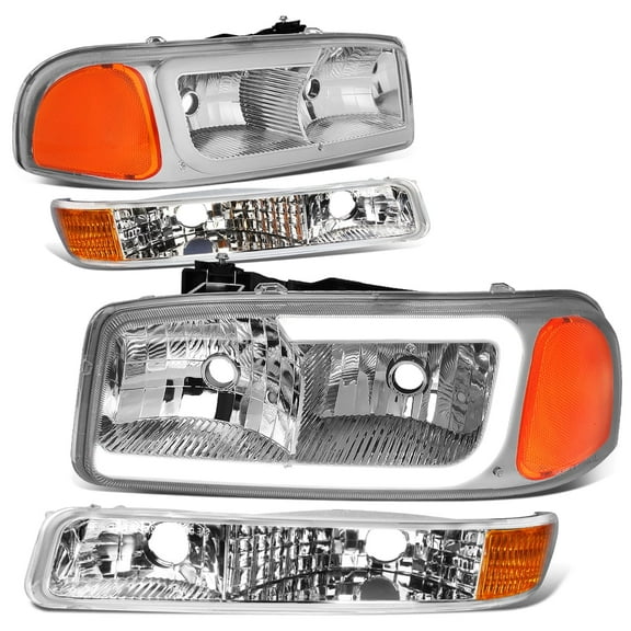 DNA Motoring For 99-07 GMC Sierra Yukon XL 4pcs Bumper Parking Headlight Lamps Chrome/Amber